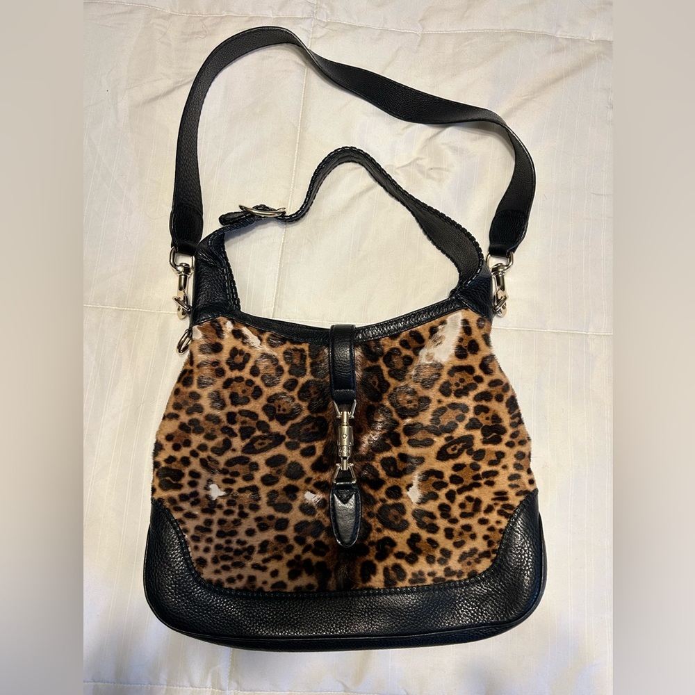 Gucci - Authentic rare Jackie calf hair leopard hobo bag